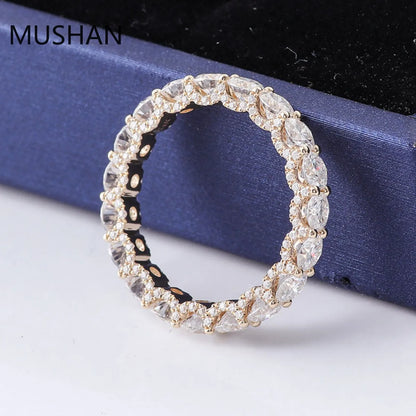 MUSHAN Luxury Custom 14K 18K Gold Rings Band Jewelry With Moissanite Diamond Lab Grown Gemstones Diamond Wedding Ring For Women