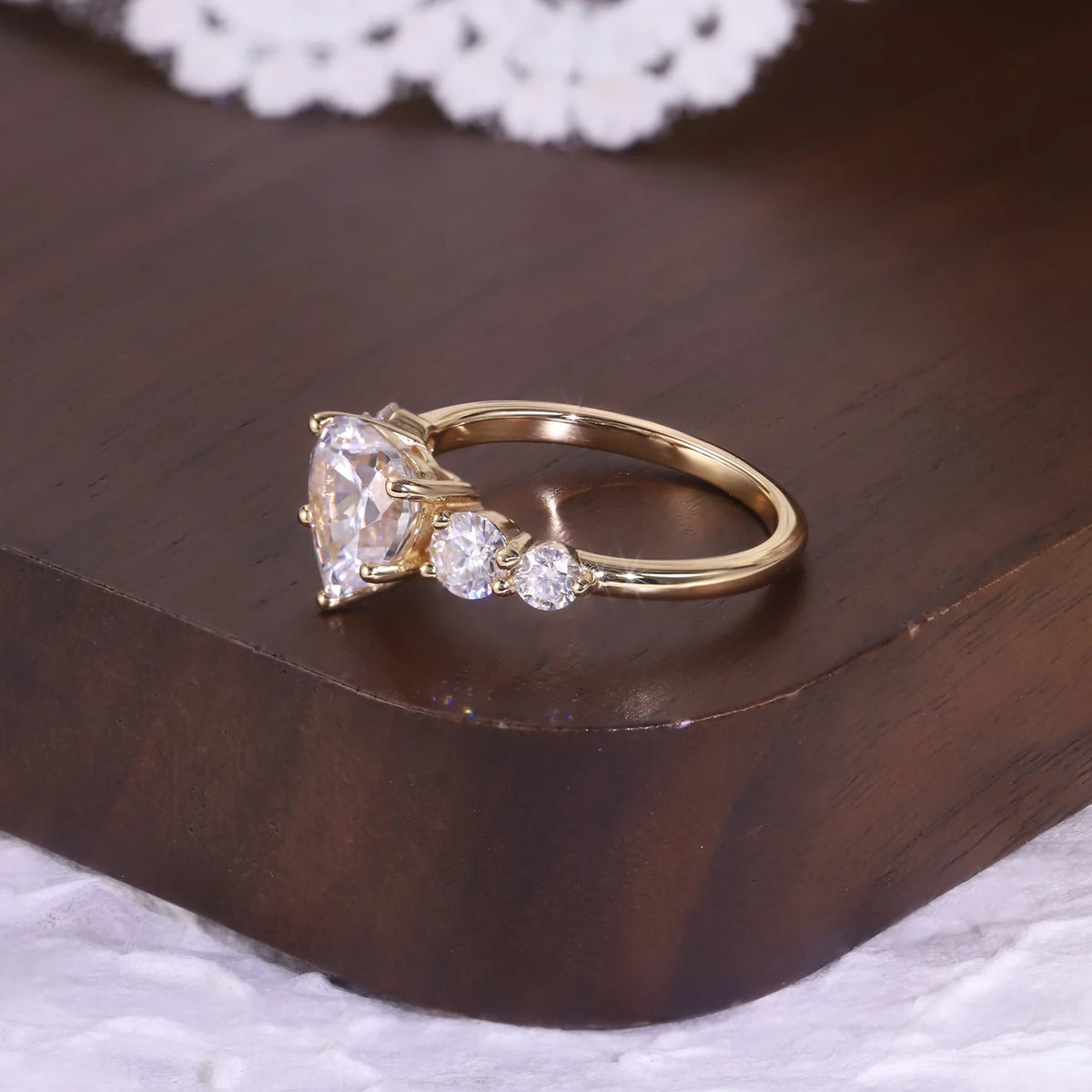 MuShan Luxury Jewelry 925 Sterling Silver Ring VVS Moissanite Present Ring for Bride 18K Gold Plated MST Patent Jewellery