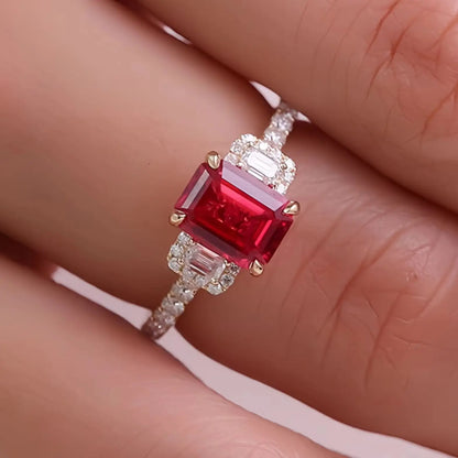 MUSHAN Bespoke Jewelry 2.7ct Lab Grown Ruby Ring Band Platinum PT950 10K 14K 18K Gold Jewelry Rings For Women Wedding Party Gift
