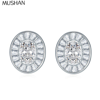 MuShan Brand Jewelry 925 Sterling Silver Earrings Marquise Moissanite Chic for Fiancee Platinum Plated MST Patent Nickel Free