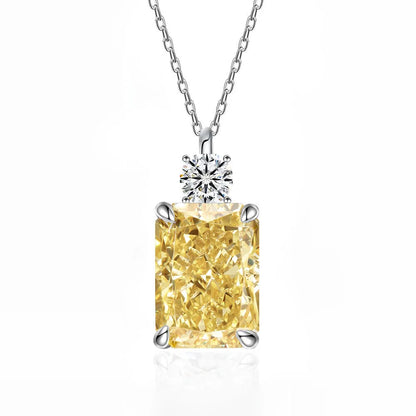 MUSHAN Luxury Jewelry 7ct 8*10 Rectangular Necklace For Women Made Of 925 Silver With Ice Flower Cut High-Carat Diamond Pendant