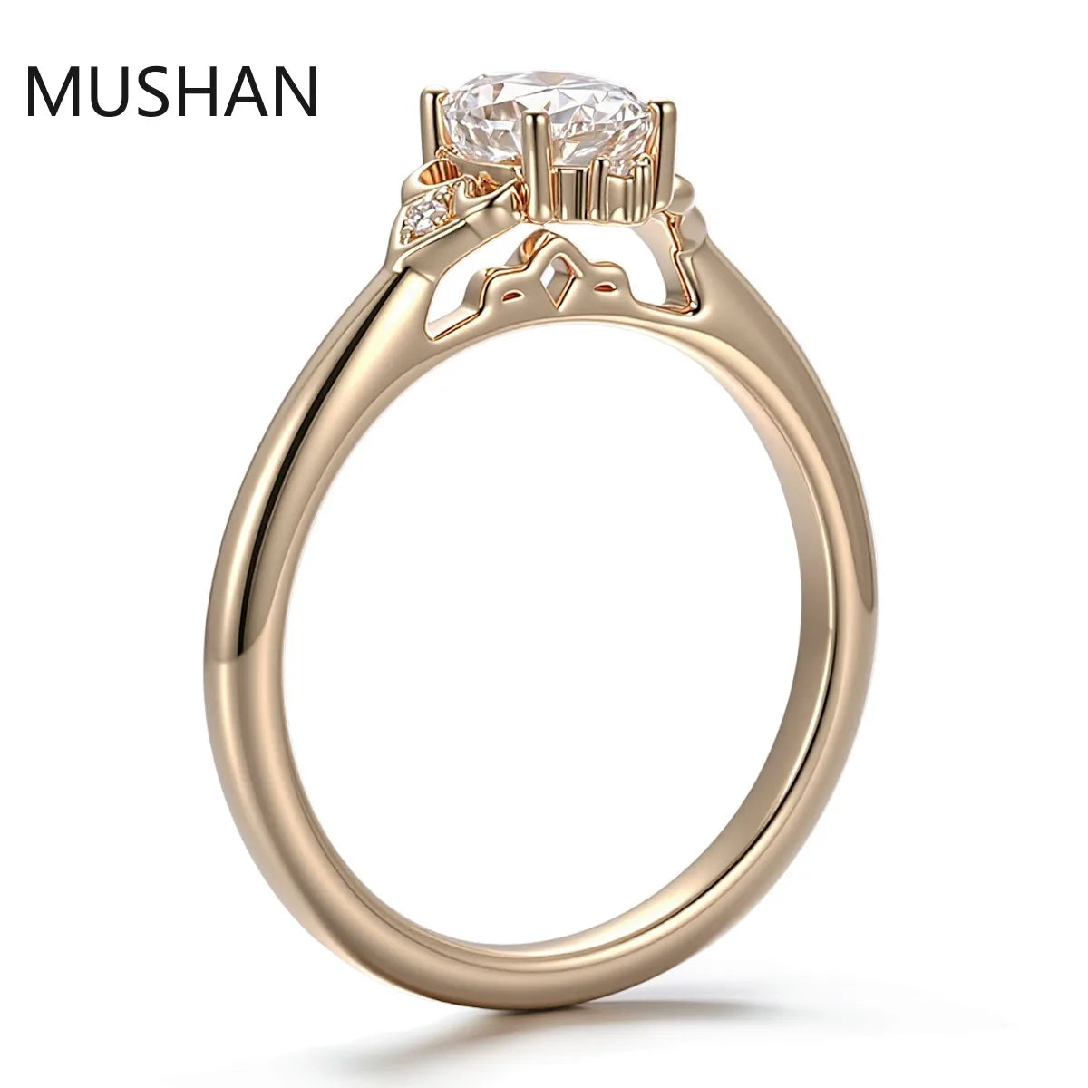 MUSHAN Luxury Custom 14K 18K Gold Rings Band Jewelry With Moissanite Diamond Lab Grown Gemstones Diamond Wedding Ring For Women
