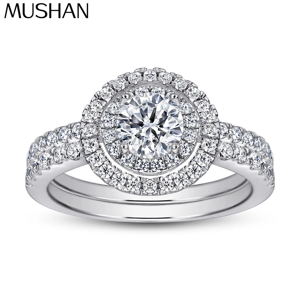 MuShan Jewelry 925 Sterling Silver Ring Wedding Band High Carbon Diamond Wedding Bridal Party Cocktail Women Rings Fine Jewelry
