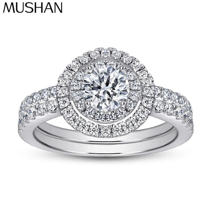 MuShan Jewelry 925 Sterling Silver Ring Wedding Band High Carbon Diamond Wedding Bridal Party Cocktail Women Rings Fine Jewelry