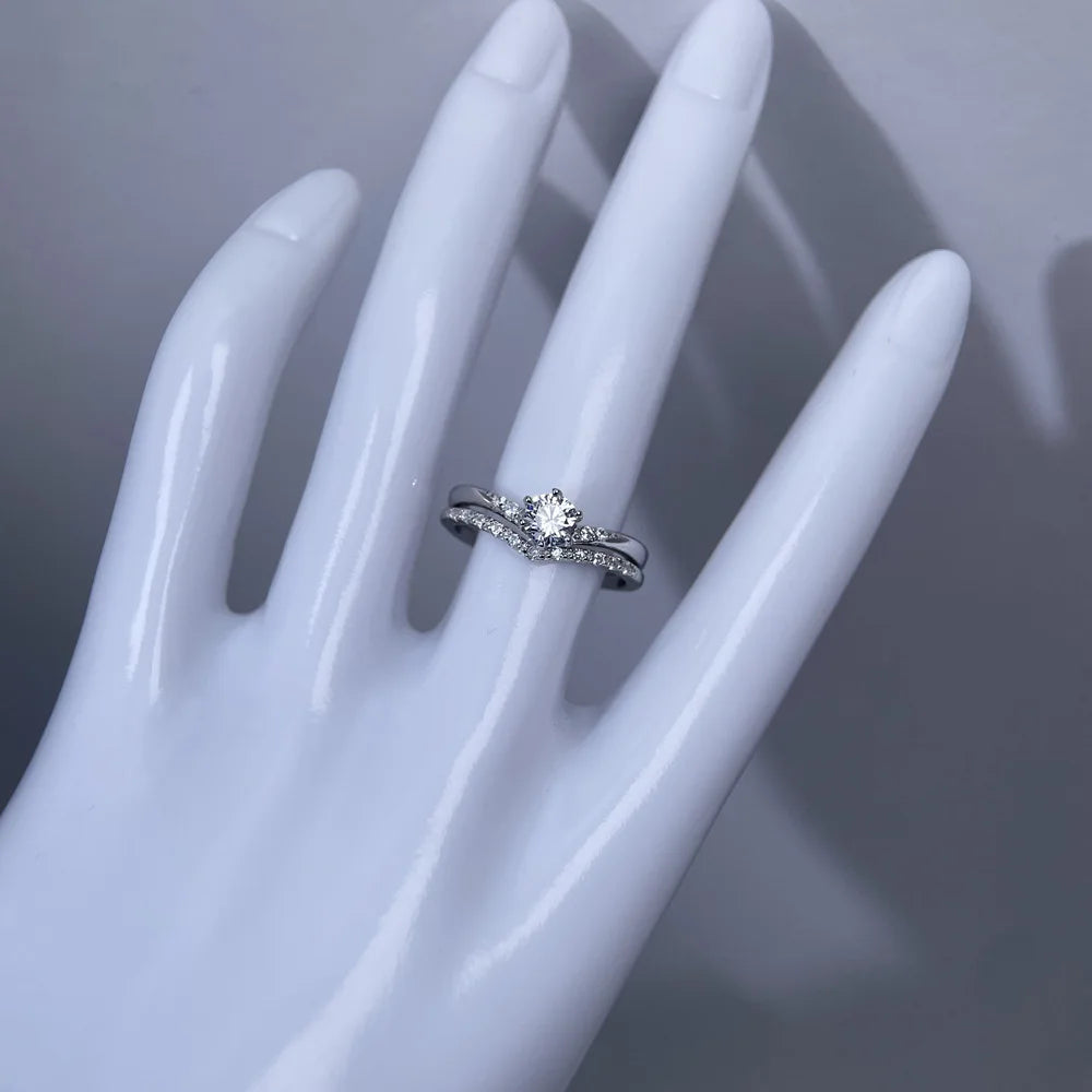 MuShan Jewelry 925 Sterling Silver Ring Wedding Band High Carbon Diamond Anniversary Gift  Her Gift Women Rings Fine Jewelry