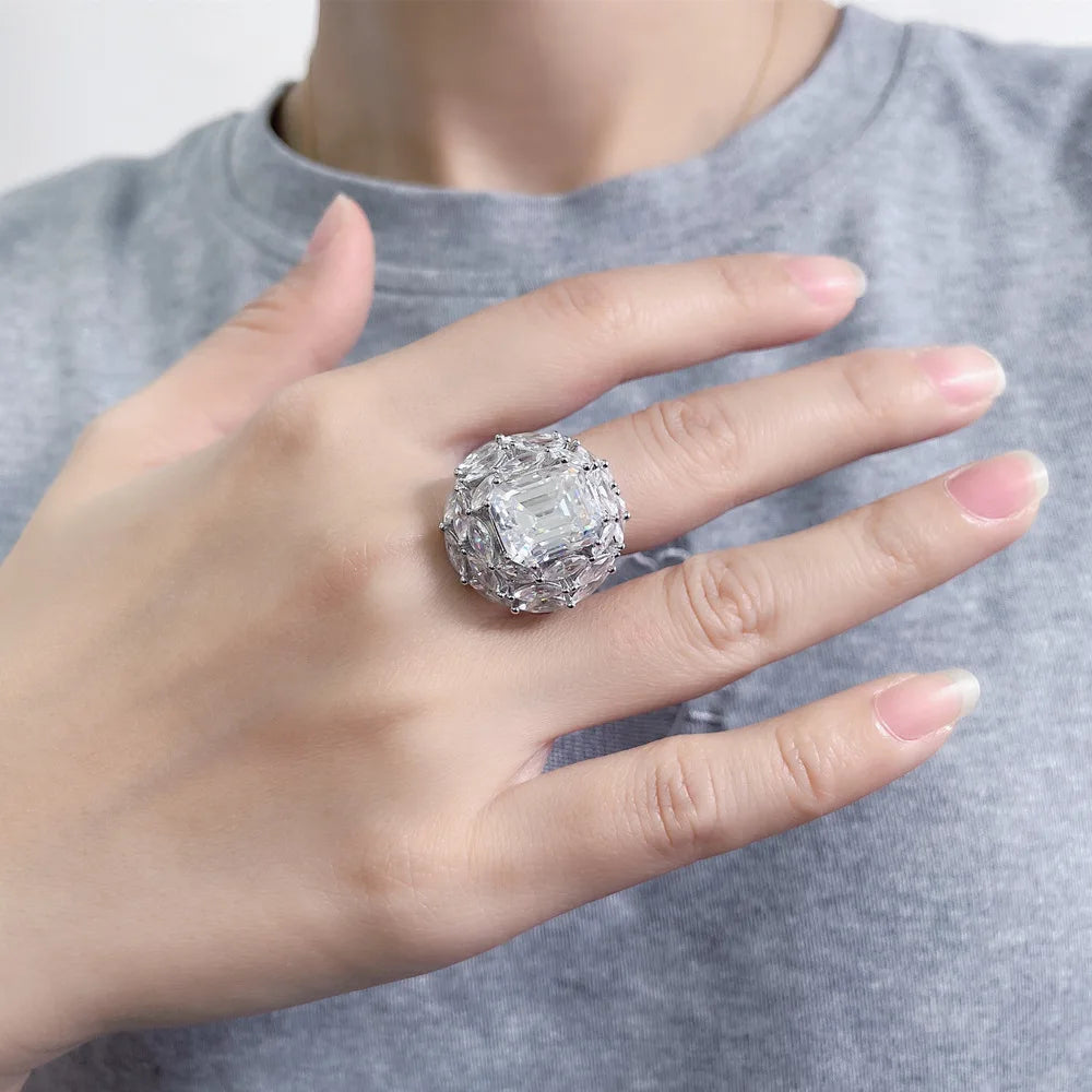 MUSHAN Luxury Jewelry 925 Sterling Silver Ring D Color Moissanite Classic Ring Women 18K Gold Plated MST Patent Jewellery