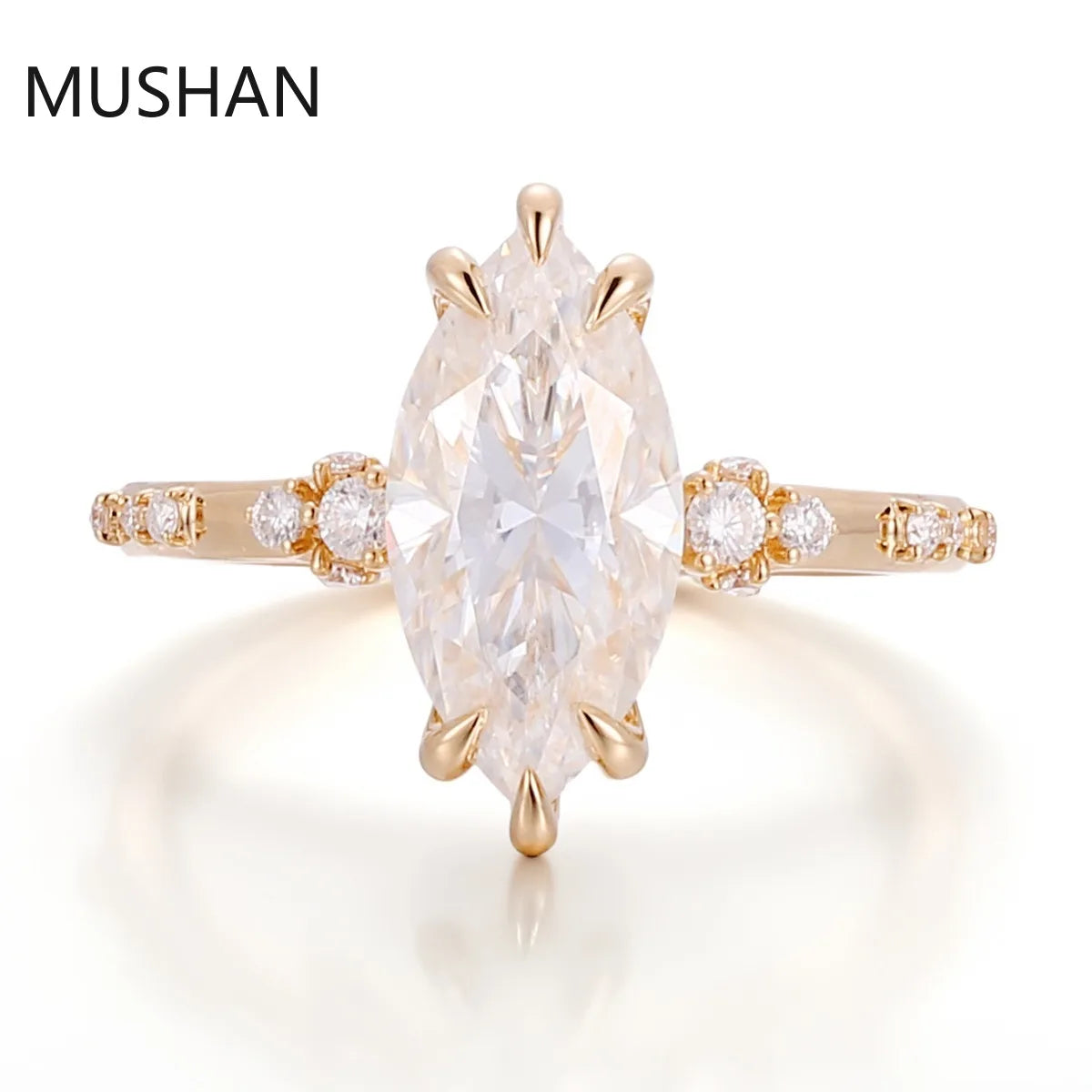 MUSHAN Luxury Custom 14K 18K Gold Rings Band Jewelry With Moissanite Diamond Lab Grown Gemstones Diamond Wedding Ring For Women
