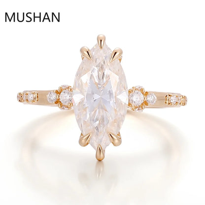 MUSHAN Luxury Custom 14K 18K Gold Rings Band Jewelry With Moissanite Diamond Lab Grown Gemstones Diamond Wedding Ring For Women