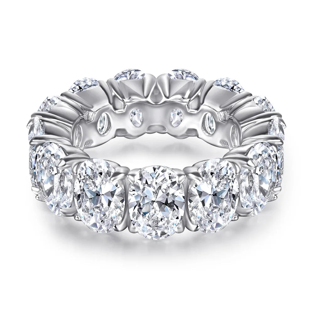 MuShan Jewelry 925 Sterling Silver Rings Bands Engagement Ring 7A Cubic Zirconia Timeless Anniversary Rings Bands  Women Gift