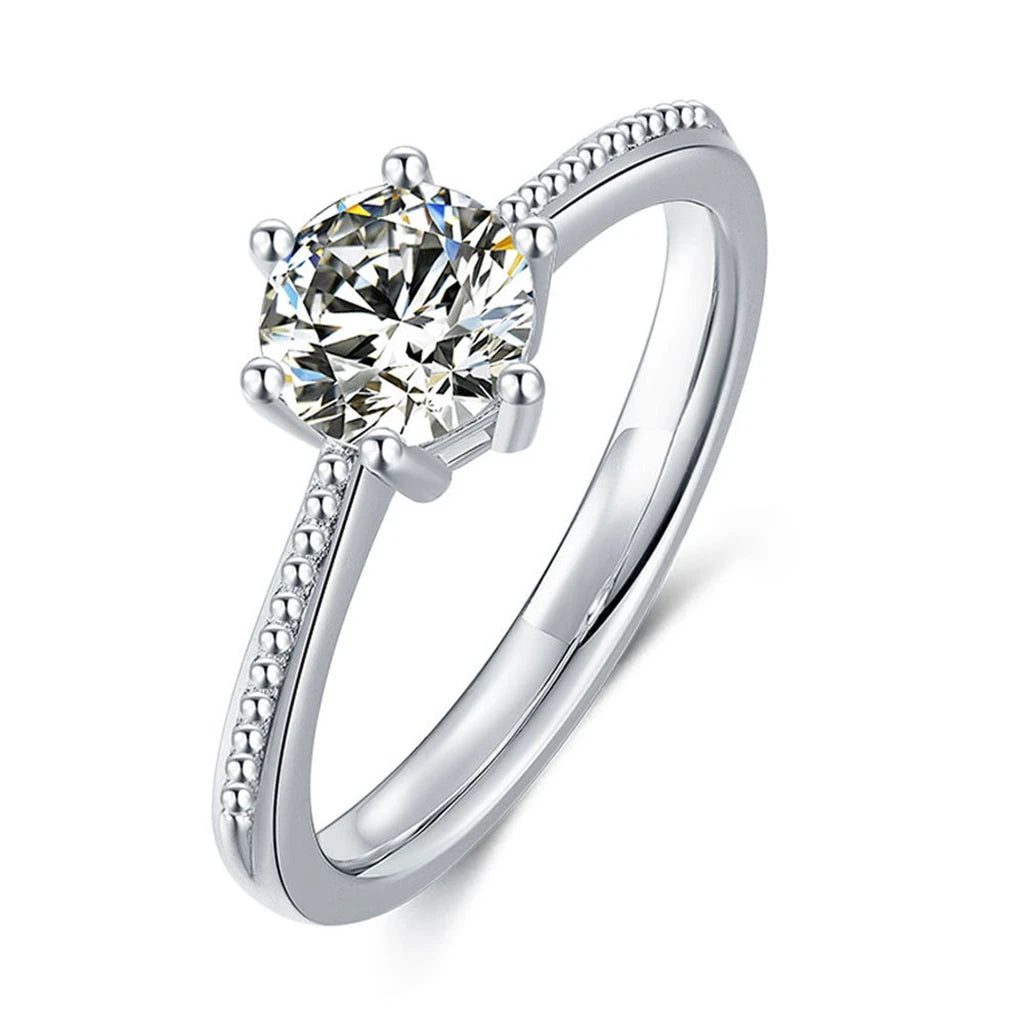 MuShan Jewelry 925 Sterling Silver Ring Moissanite D Color VVS Luxury Round Bold Sophisticated Rings Diamond Accessories