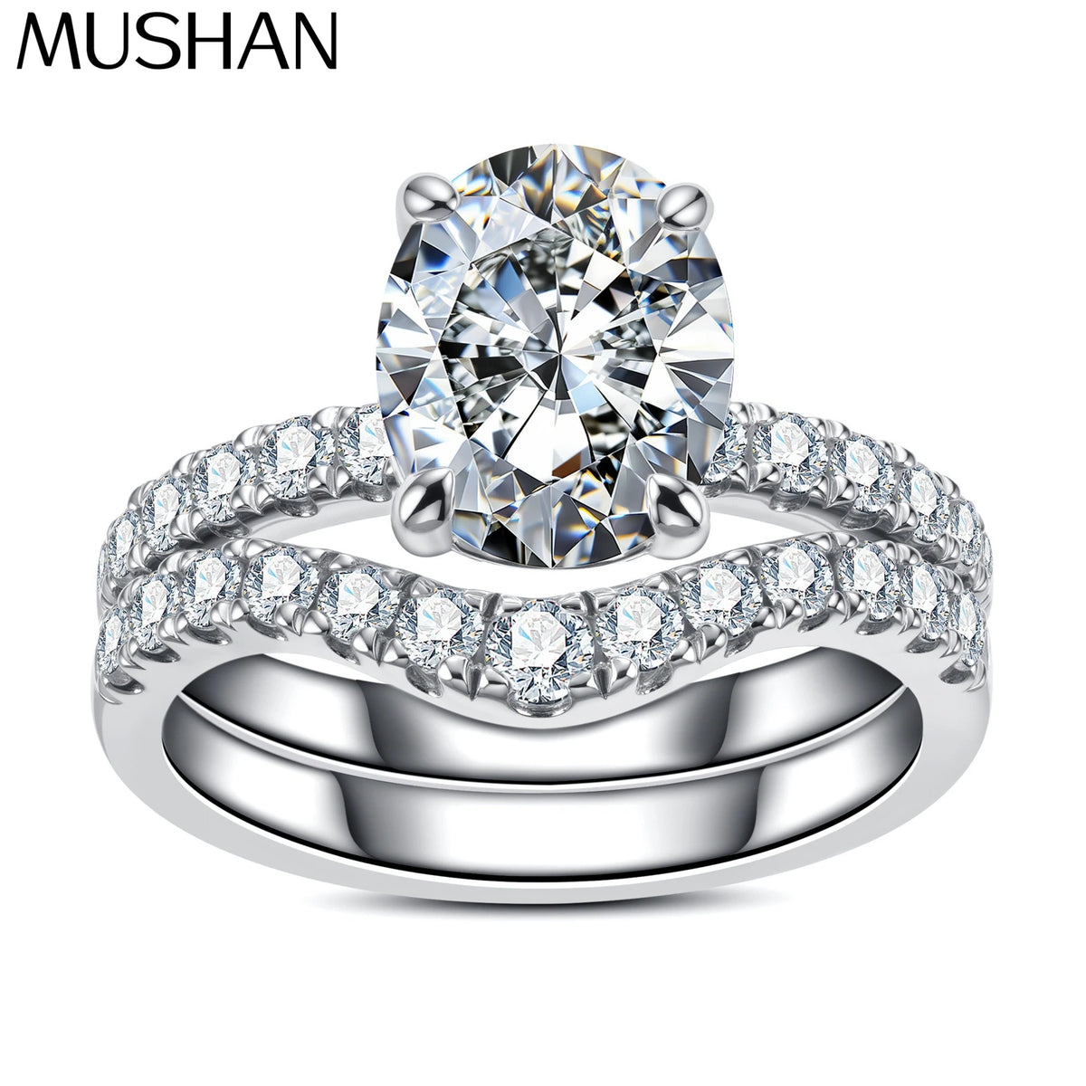 MuShan Luxury Jewelry 925 Sterling Silver Ring VVS Moissanite Charming Ring for Spouse 18K Real Gold Plated MST Patent Rings