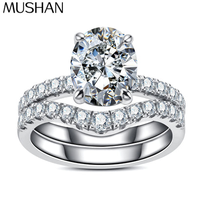 MuShan Luxury Jewelry 925 Sterling Silver Ring VVS Moissanite Charming Ring for Spouse 18K Real Gold Plated MST Patent Rings