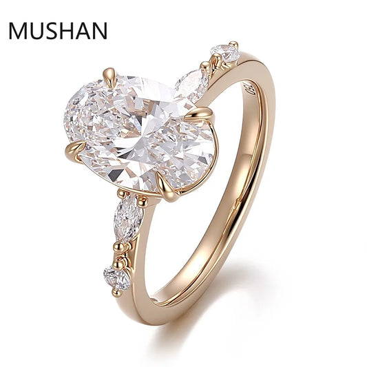 MUSHAN Luxury Custom 14K 18K Gold Rings Band Jewelry With Moissanite Diamond Lab Grown Gemstones Diamond Wedding Ring For Women