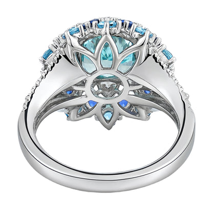 MuShan Jewelry 925 Sterling Silver Ring Band For Women High Carbon Paraiba Gemstones S925 Silver Rings Accessories Fine Jewelry