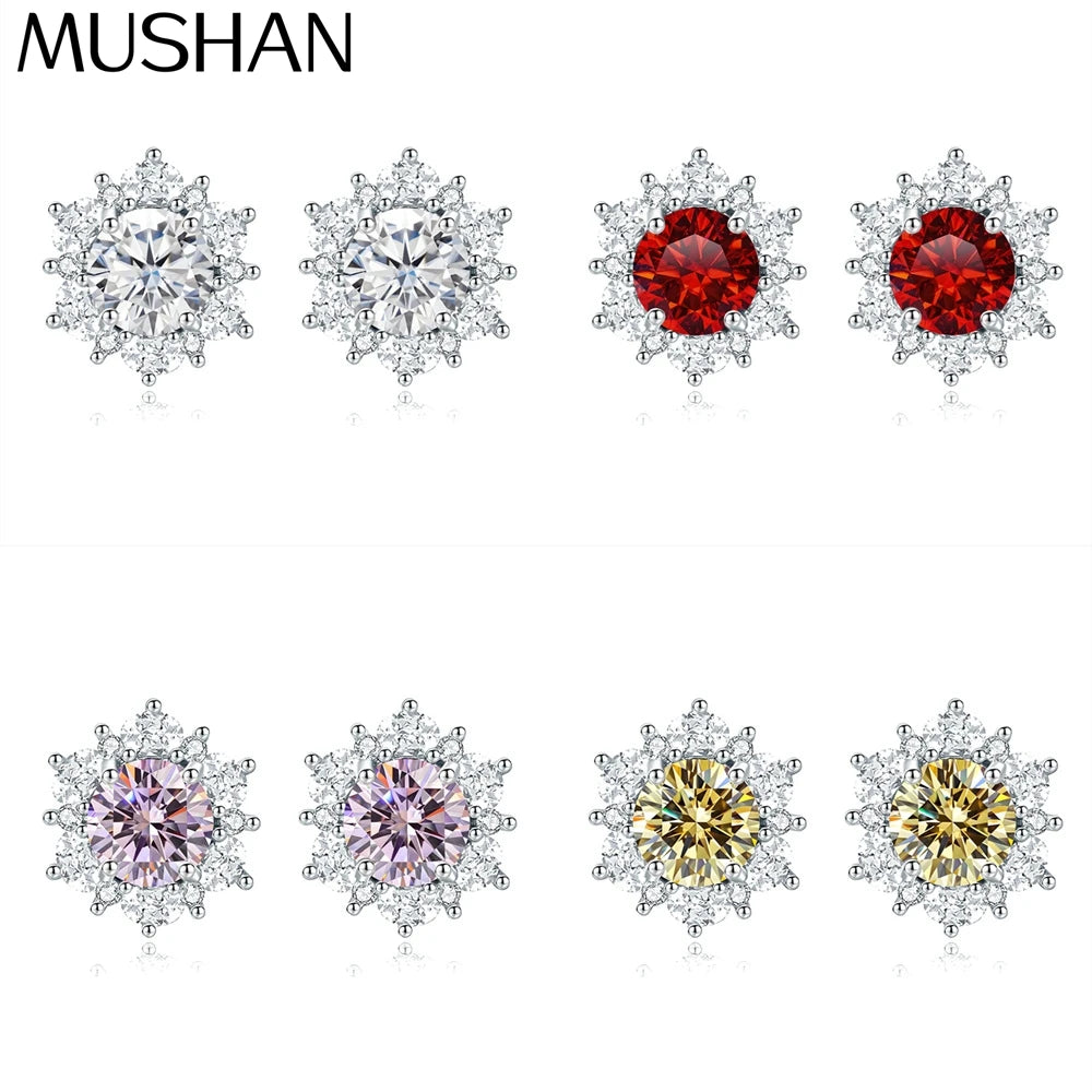 MuShan Jewelry 925 Sterling Silver Stud Earrings Dangle High Carbon Diamond Birthday Gift Modern Women Earring Fine Jewelry