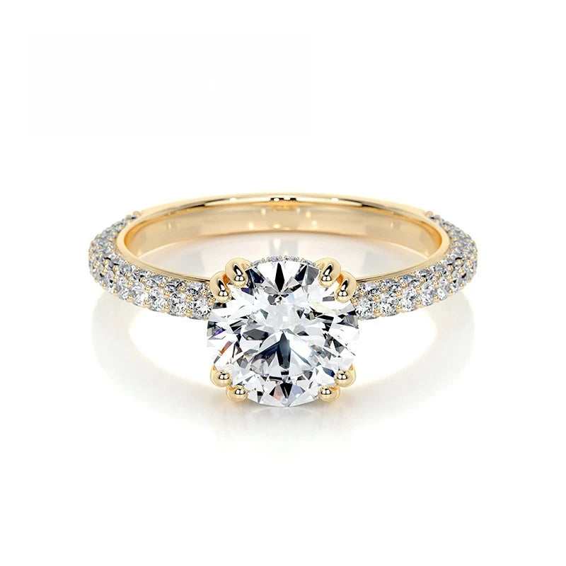 MUSHAN Bespoke Luxury Jewelry 925 Sterling Silver Ring D Color VVS1 Moissanite Ring for Women 18K Real Gold Plated MST Patent