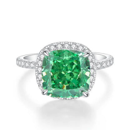 MUSHAN Luxury Jewelry 925 Sterling Silver Ring High Carbon Diamond Emerald Gemstones Ice Flower Cut Rings Bands Fine Jewelry