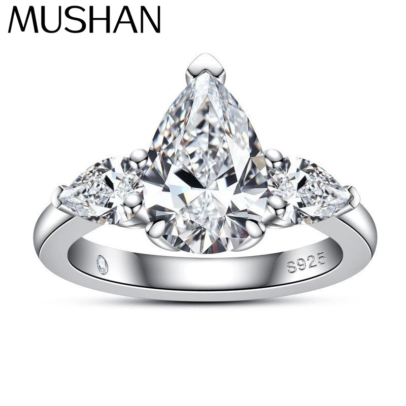 MuShan Brand Jewelry 925 Sterling Silver Ring VVS Moissanite Commitment Ring Women 18K Real Gold Plated MST Patent Jewellery
