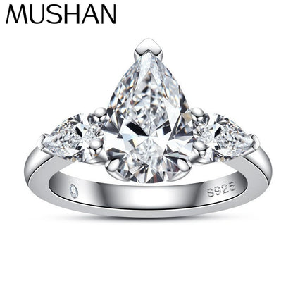 MuShan Brand Jewelry 925 Sterling Silver Ring VVS Moissanite Commitment Ring Women 18K Real Gold Plated MST Patent Jewellery