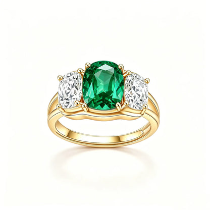 MUSHAN Custom Jewelry 925 Sterling Silver Ring Lab Red Ruby Oval Vintage Ring for Women 18K Gold Plated Anniversary Rings