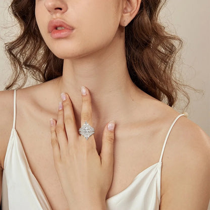 MUSHAN Luxury Jewelry 925 Sterling Silver Ring Band Women GRA Certificate Moissanite Diamond Emerald D Color Rings Fine Jewelry