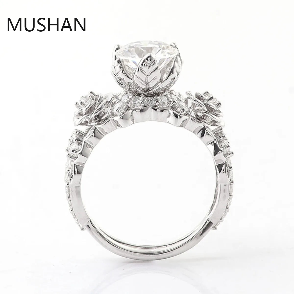 MUSHAN Luxury Custom 14K 18K Gold Rings Band Jewelry With Moissanite Diamond Lab Grown Gemstones Diamond Wedding Ring For Women