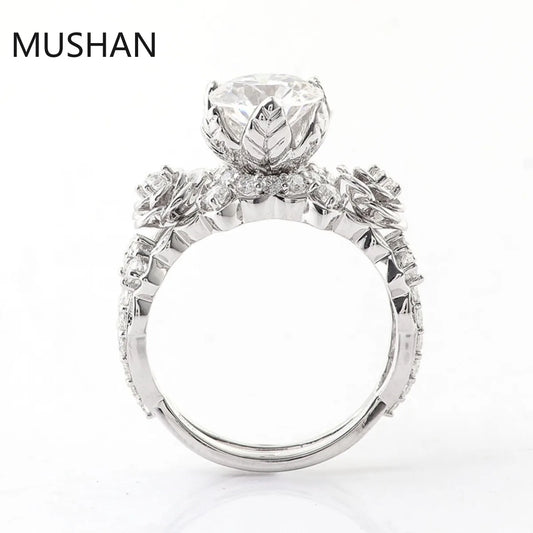 MUSHAN Luxury Custom 14K 18K Gold Rings Band Jewelry With Moissanite Diamond Lab Grown Gemstones Diamond Wedding Ring For Women