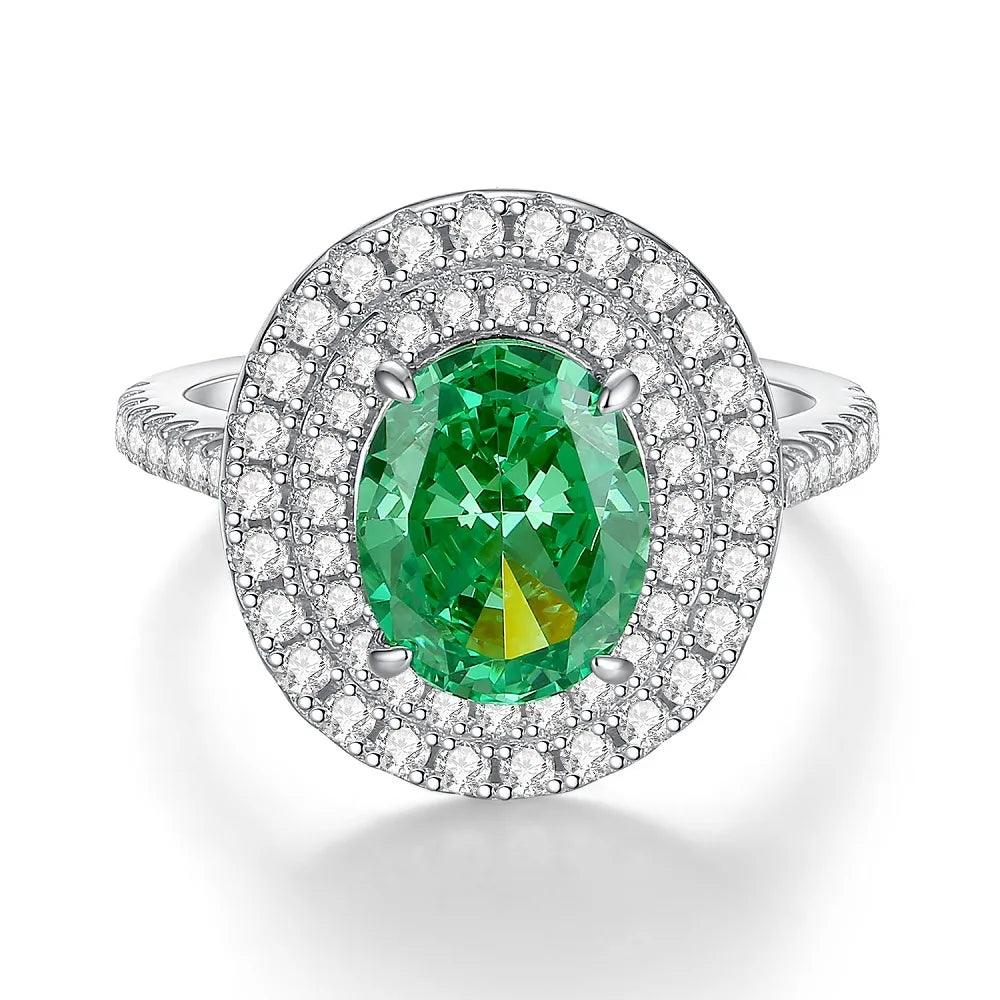 MUSHAN Luxury Jewelry 925 Sterling Silver Ring High Carbon Diamond Emerald Gemstones Ice Flower Cut Rings Bands Fine Jewelry