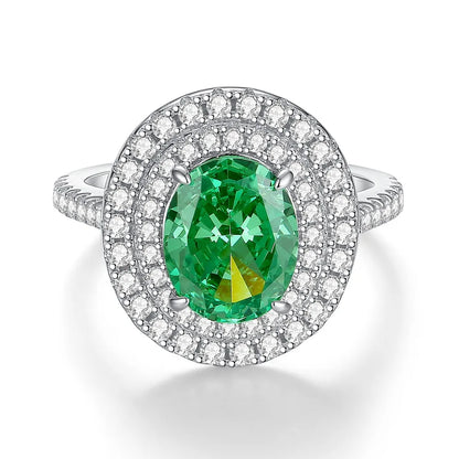 MUSHAN Luxury Jewelry 925 Sterling Silver Ring High Carbon Diamond Emerald Gemstones Ice Flower Cut Rings Bands Fine Jewelry