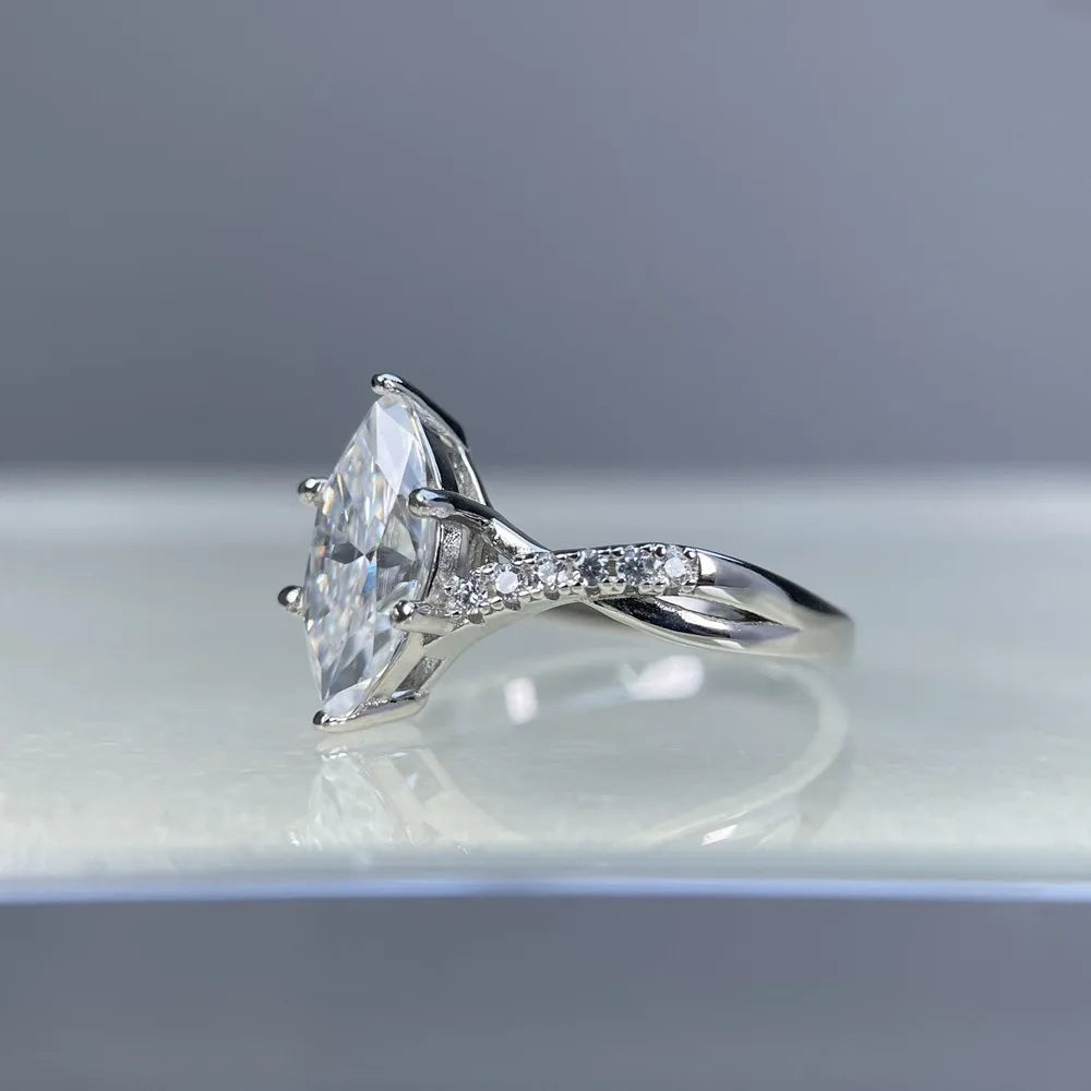 MUSHAN Luxury Jewelry 925 Sterling Silver Ring Band Women GRA Certificated Moissanite Diamond Emerald D Color Rings Fine Jewelry