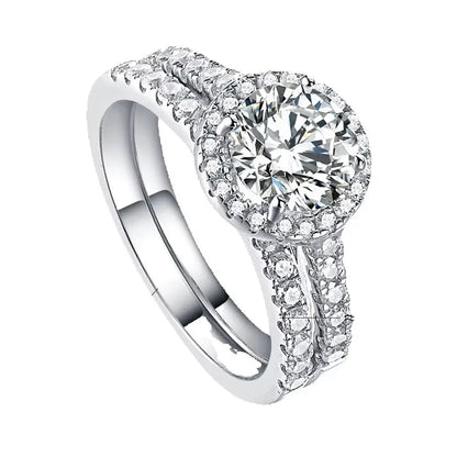 MuShan Jewelry 925 Sterling Silver Ring Wedding Band High Carbon Diamond Cocktail Party Gold Plated Women Rings Fine Jewelry