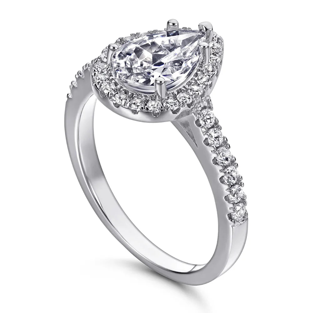 MuShan Jewelry 925 Sterling Silver Rings Bands Engagement Ring 7A Cubic Zirconia Valentine Classic Anniversary  Women Gift