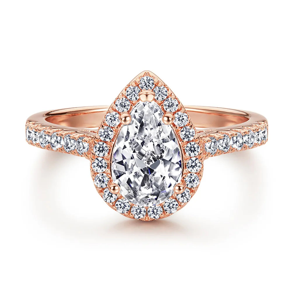 MuShan Jewelry 925 Sterling Silver Rings Bands Engagement Ring 7A Cubic Zirconia Valentine Classic Anniversary  Women Gift