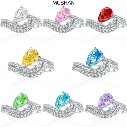 MuShan Jewelry 925 Sterling Silver Ring Wedding Band High Carbon Diamond Gift  Her Girlfriend Gift Women Rings Fine Jewelry