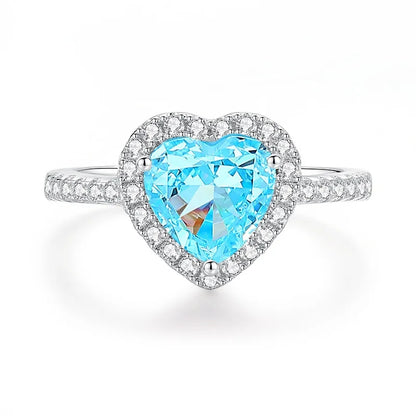 MUSHAN Luxury Jewelry S925 Sterling Silver Heart-Shaped Pink Zircon Heart Ring For Women'S Pappalacha High Carbon Diamond