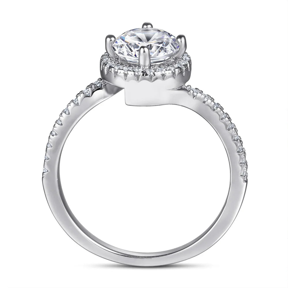 MuShan Jewelry 925 Sterling Silver Rings Bands Engagement Ring 7A Cubic Zirconia Delicate Premium Anniversary  Women Gift