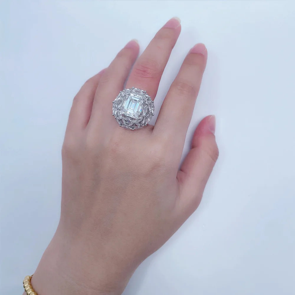 MUSHAN Luxury Jewelry 925 Sterling Silver Ring D Color Moissanite Classic Ring Women 18K Gold Plated MST Patent Jewellery