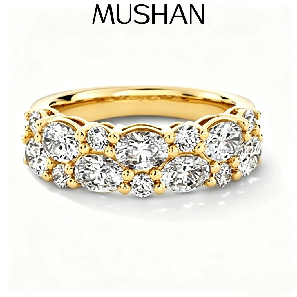 MUSHAN Custom Jewelry 925 Sterling Silver Ring Moissanite D Color VVS1 Designer Statement Classic Pure Oval Rings Diamond
