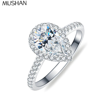 MUSHAN Luxury Jewelry  925 Sterling Silver Ring D Color Moissanite Anniversary Ring for Ladies 18K Gold Plated MST Patent Rings