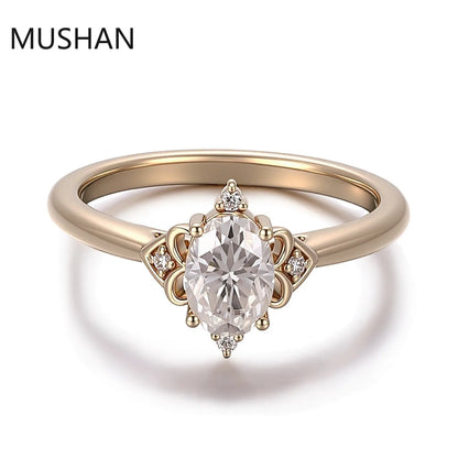 MUSHAN Luxury Custom 14K 18K Gold Rings Band Jewelry With Moissanite Diamond Lab Grown Gemstones Diamond Wedding Ring For Women