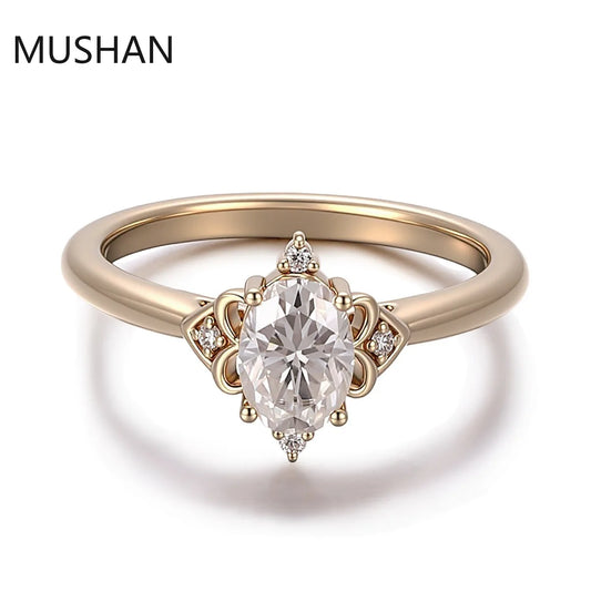 MUSHAN Luxury Custom 14K 18K Gold Rings Band Jewelry With Moissanite Diamond Lab Grown Gemstones Diamond Wedding Ring For Women