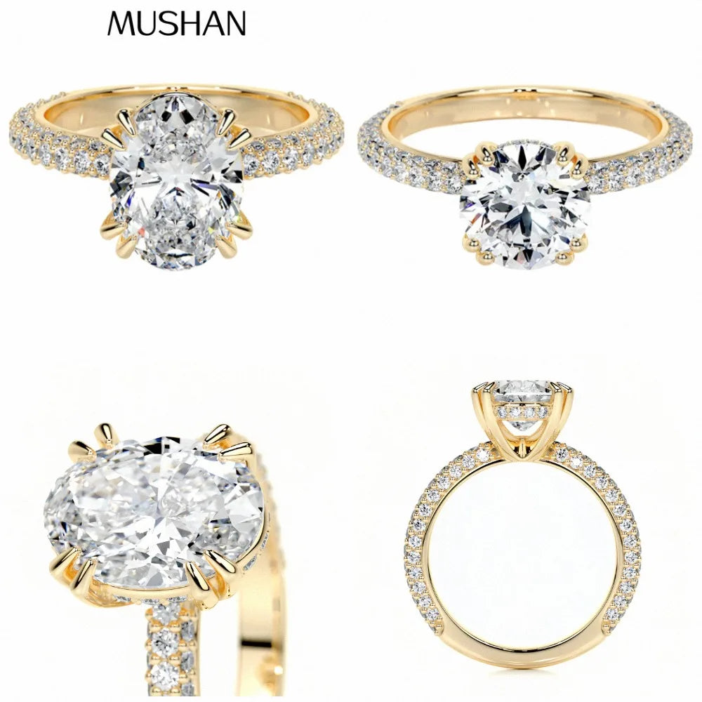 MUSHAN Custom Jewelry 925 Sterling Silver Ring Moissanite D Color VVS1 Fine Bride Lady Brilliant Rings Diamond Accessories