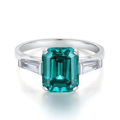 MUSHAN Luxury Jewelry 925 Sterling Silver Ring High Carbon Diamond Emerald Gemstones Ice Flower Cut Rings Bands Fine Jewelry