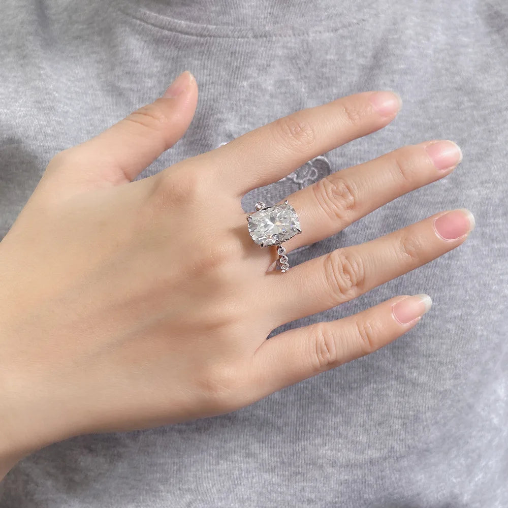 MuShan Luxury Jewelry 925 Sterling Silver Ring VVS Moissanite Charming Ring for Partner 18K Gold Plated MST Patent GRA Rings