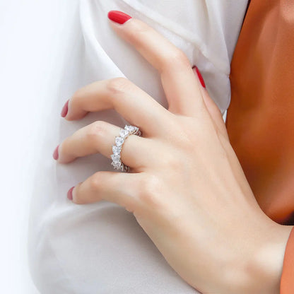 MuShan Jewelry 925 Sterling Silver Rings Bands Engagement Ring 7A Cubic Zirconia Rings Bands Luxury Anniversary  Women Gift