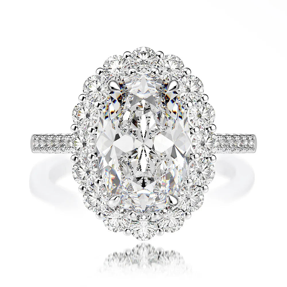 MuShan Luxury Jewelry 925 Sterling Silver Rings Band For Women 4.5 Carats Moissanite Diamond Ring D Color VVS1 GRA Certificate