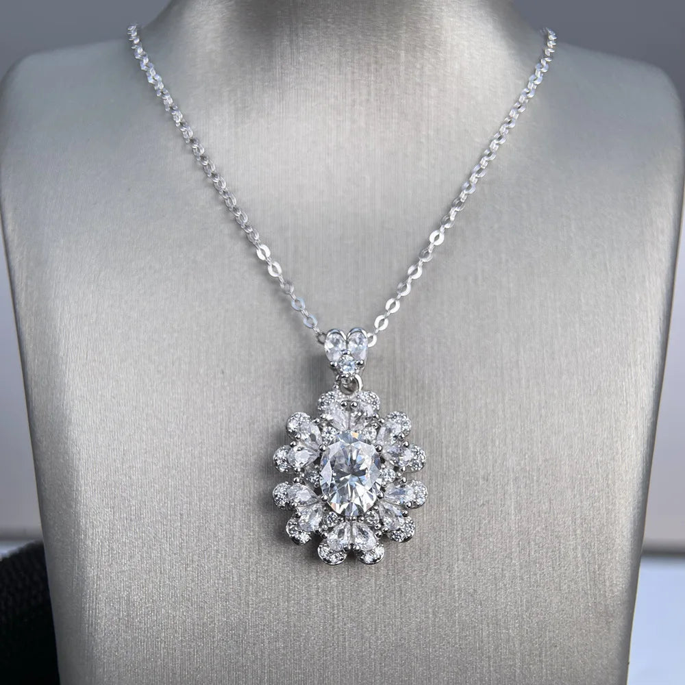 MuShan Luxury Jewelry 925 Sterling Silver Necklace Belcher Luxury Marquise Moissanite for Women Platinum Plated MST Patent GRA