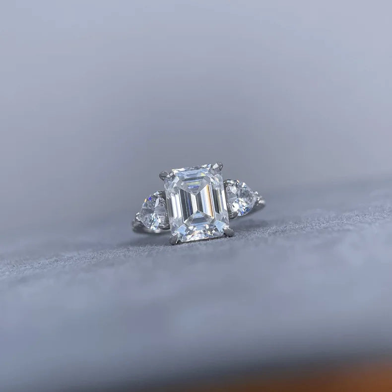 MuShan Luxury Jewelry 925 Sterling Silver Ring Round Moissanite Bespoke Ring for Friend 18K Gold Plated MST Patent Rings