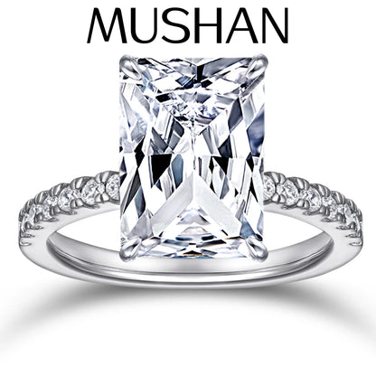 MuShan Designer Jewelry 925 Sterling Silver Ring Zircon 5A Grade Cushion Casual for Fiancee Real Gold Plated Fine Jewelry Rings