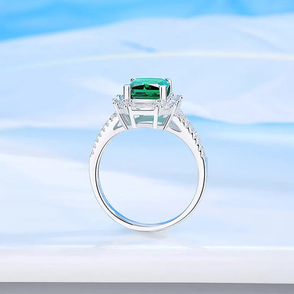 MUSHAN Luxury Jewelry Tanzanite Gem 2.5 Carat Sugar Cube Ring For Women S925 Sterling Silver Rectangular High Carbon Diamond